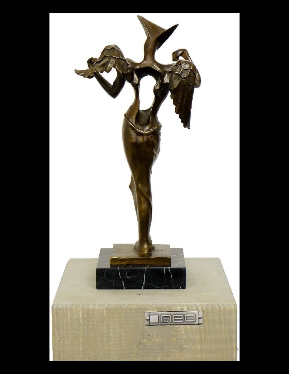 Bronze Sculpture: A Surrealist Angel In The Style Of Salvador Dalí-photo-2
