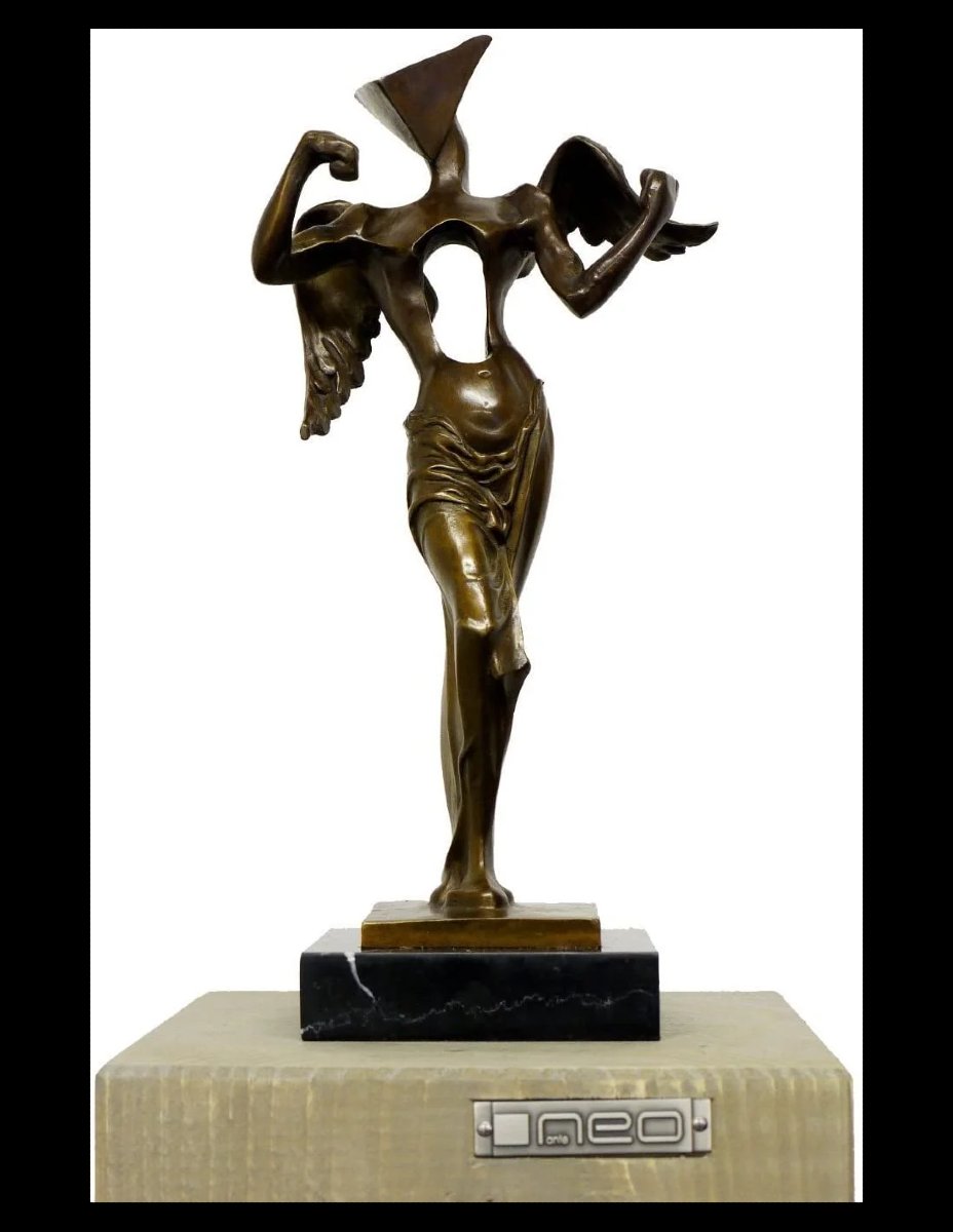 Bronze Sculpture: A Surrealist Angel In The Style Of Salvador Dalí-photo-3