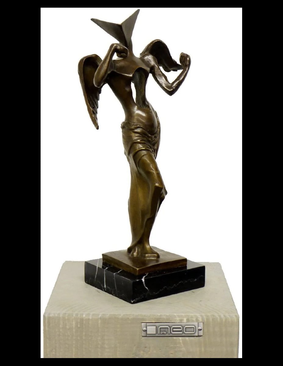 Bronze Sculpture: A Surrealist Angel In The Style Of Salvador Dalí-photo-4