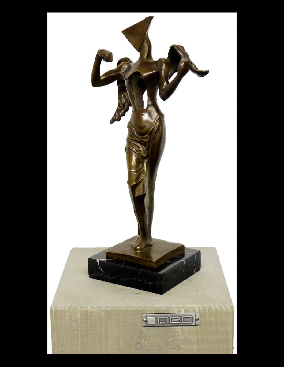 Bronze Sculpture: A Surrealist Angel In The Style Of Salvador Dalí