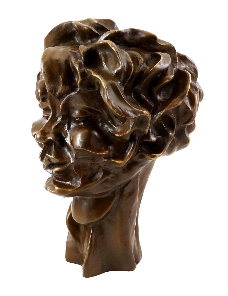 Sculpture cubiste en bronze d'après Otto Gutfreund-photo-4