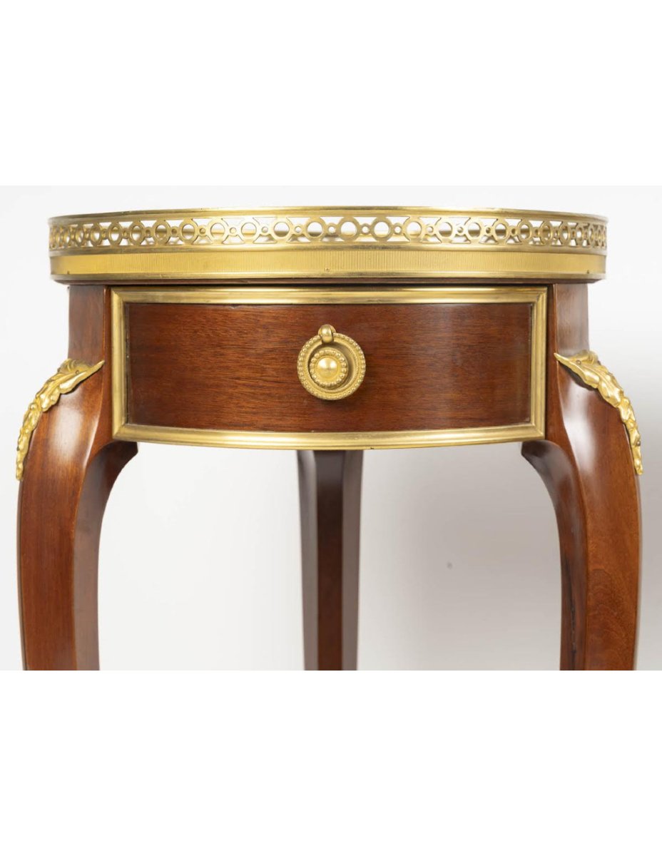 Pair Of Mahogany And Gilded Bronze Side Tables In The Louis XV And Napoleon III Styles-photo-1