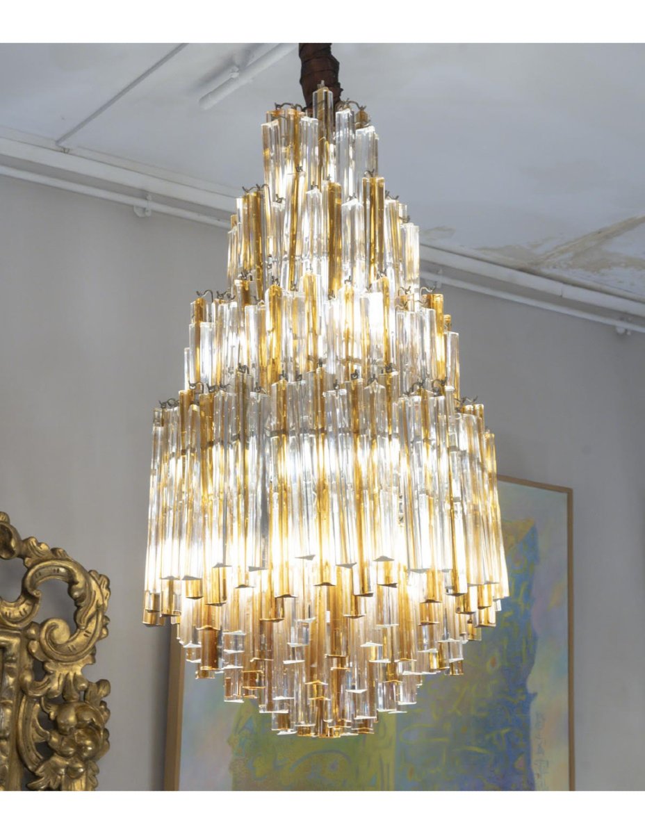 Important Veronese Chandelier, "water Drop" Model, Circa 1970.-photo-2