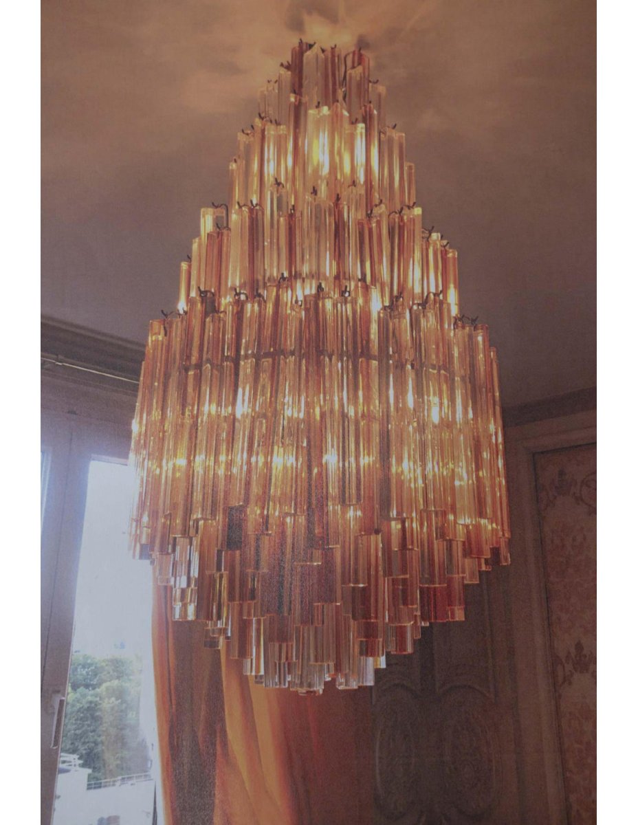 Important Veronese Chandelier, "water Drop" Model, Circa 1970.-photo-4