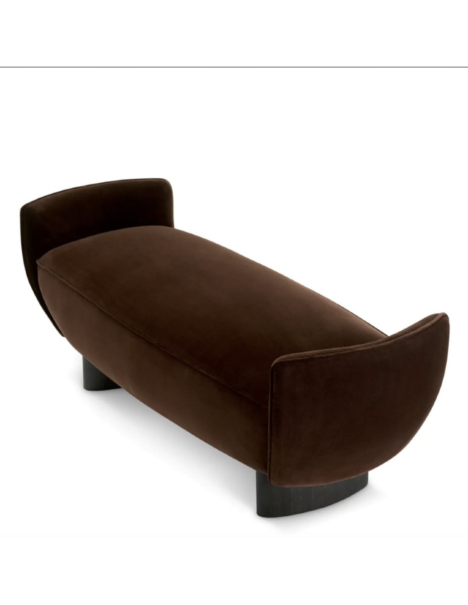 Brown Velvet Bench With Black Legs, Contemporary Design-photo-3