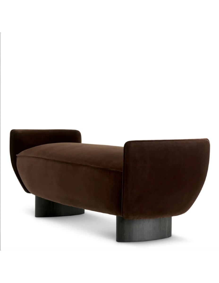 Brown Velvet Bench With Black Legs, Contemporary Design-photo-4