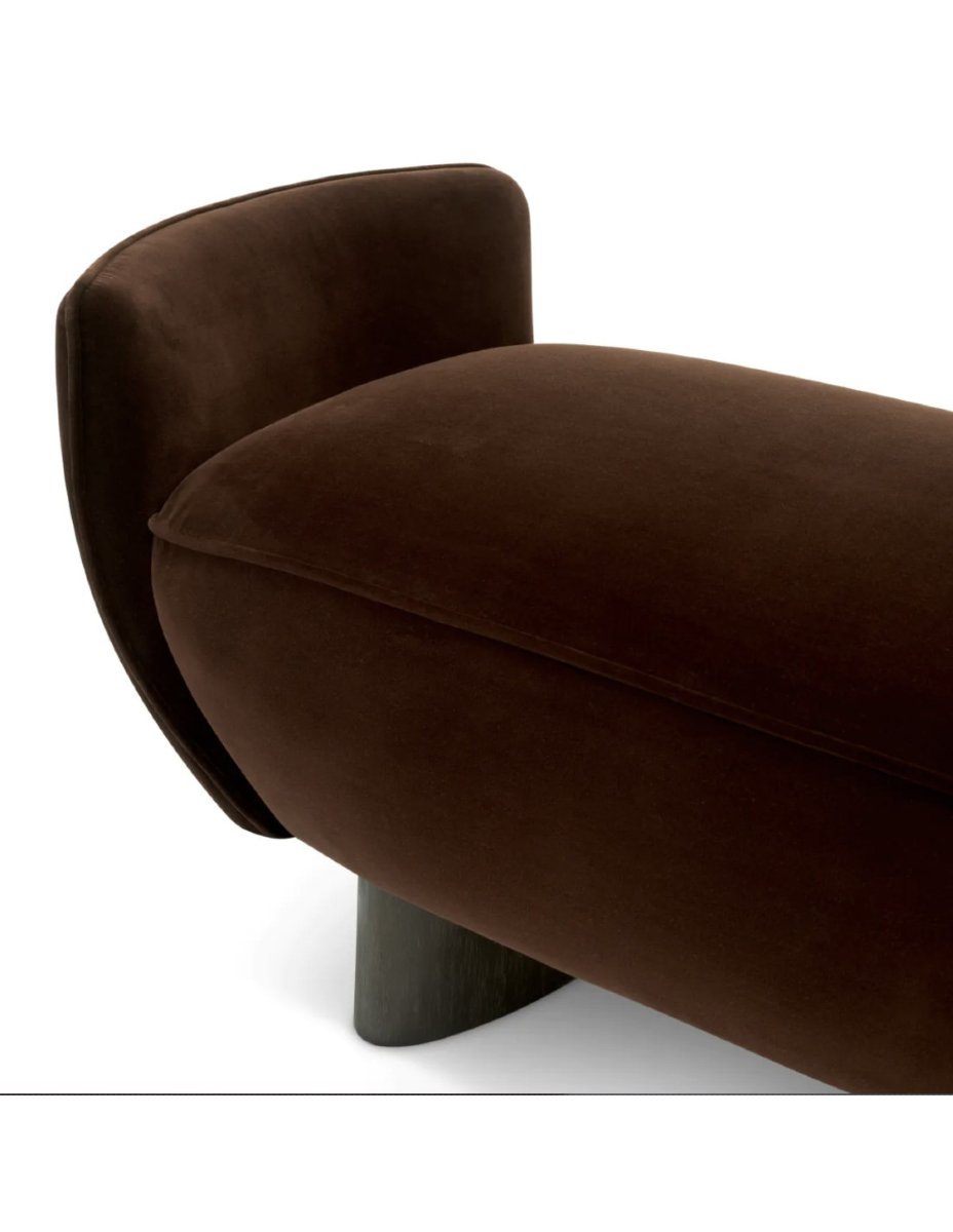 Brown Velvet Bench With Black Legs, Contemporary Design-photo-1