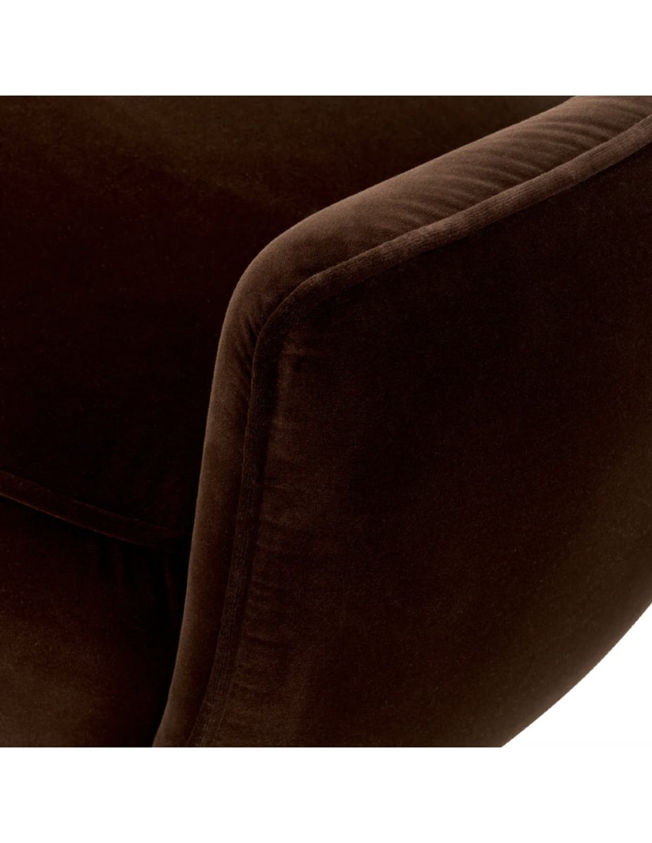 Brown Velvet Bench With Black Legs, Contemporary Design-photo-2