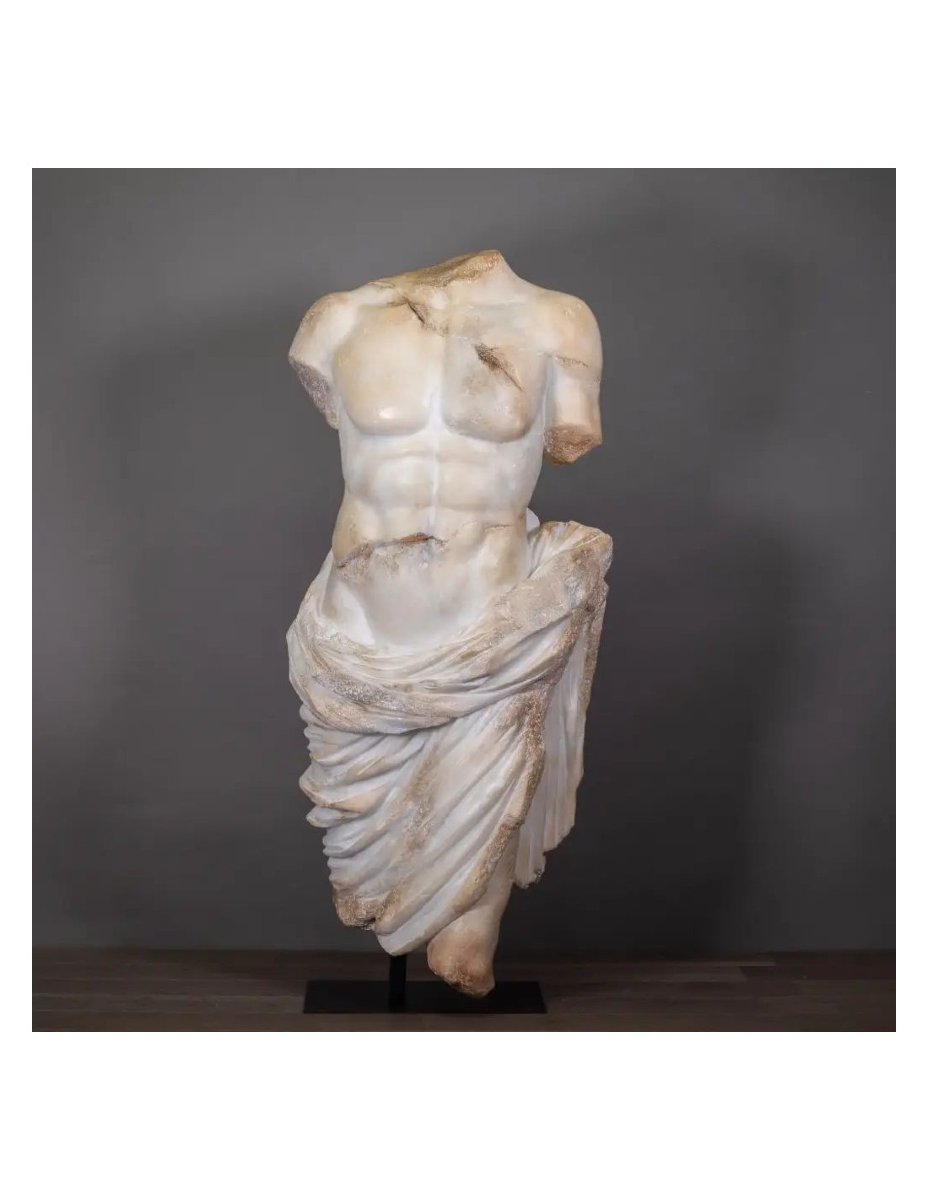 Statue Of Apollo With Drapery, Roman Empire-style Bust