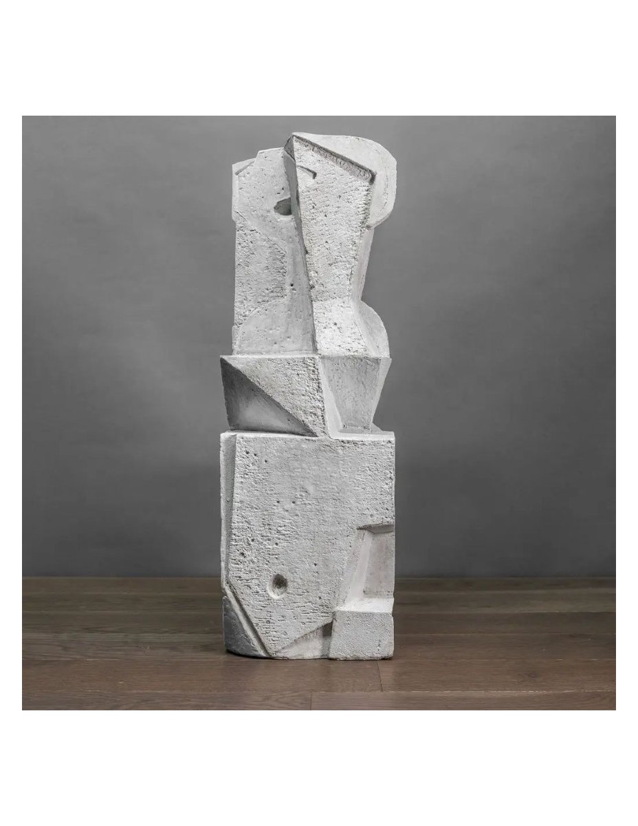Sculpture cubiste moderne en hommage à Henri Laurens modèle blanc-photo-3