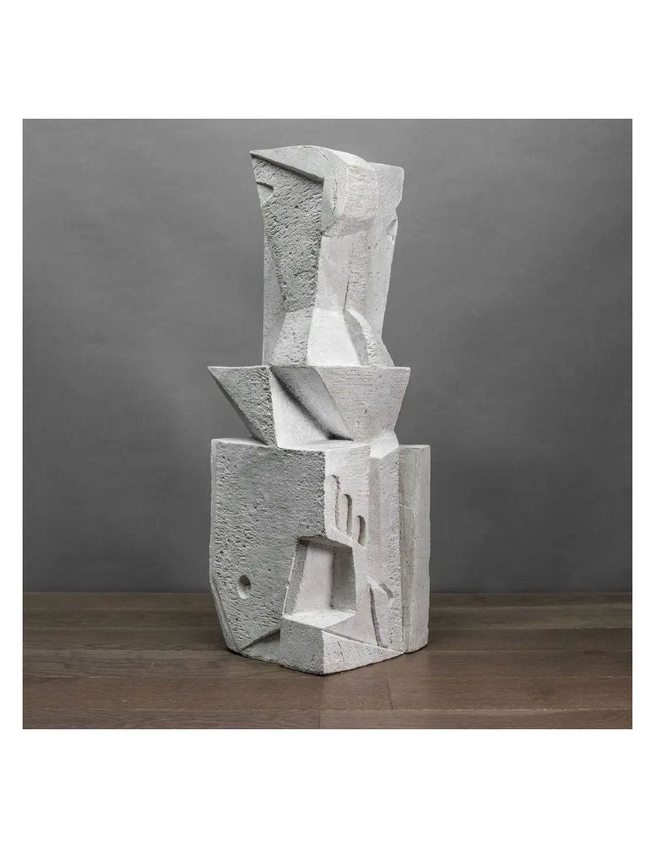 Sculpture cubiste moderne en hommage à Henri Laurens modèle blanc-photo-1