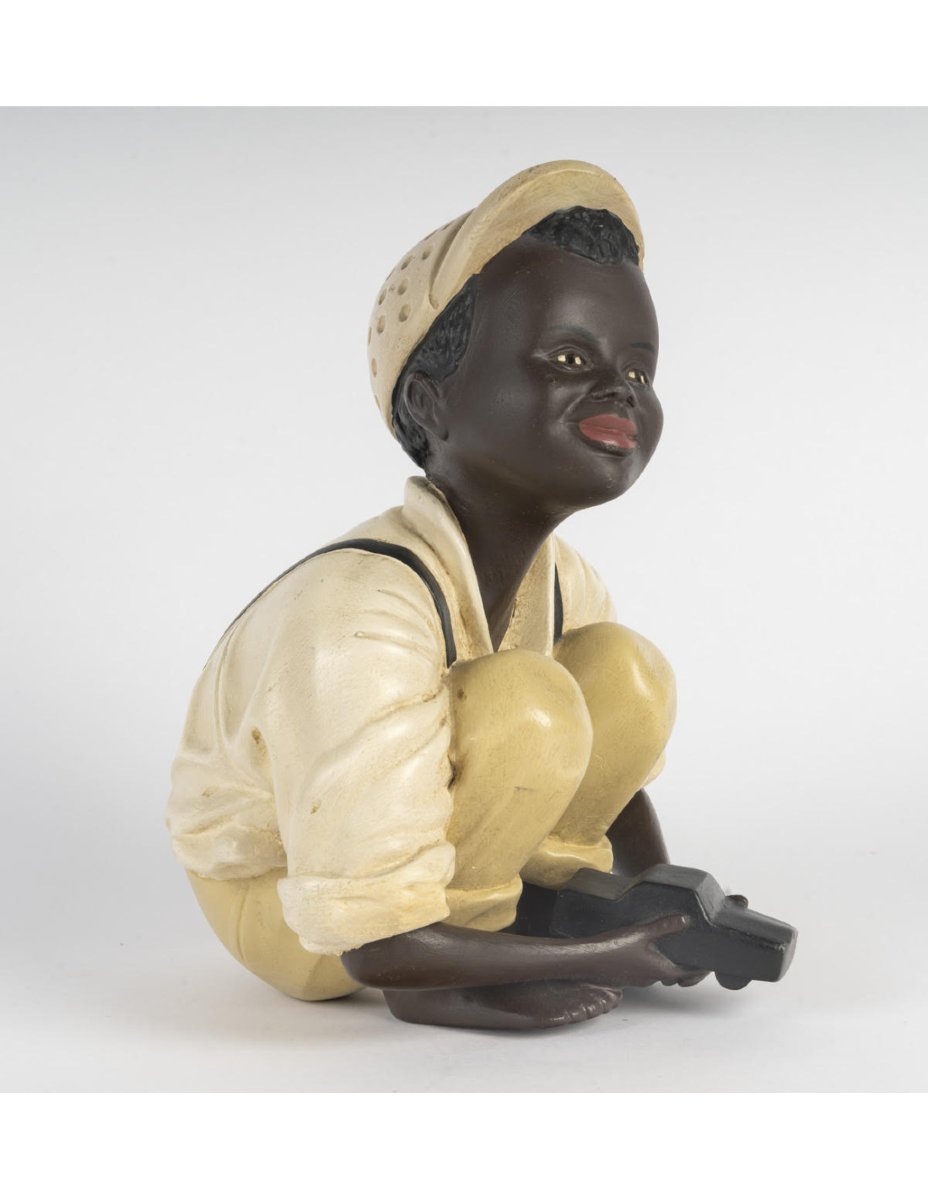 Painted Plaster Sculpture Depicting A Child At Play, 20th Century.-photo-2