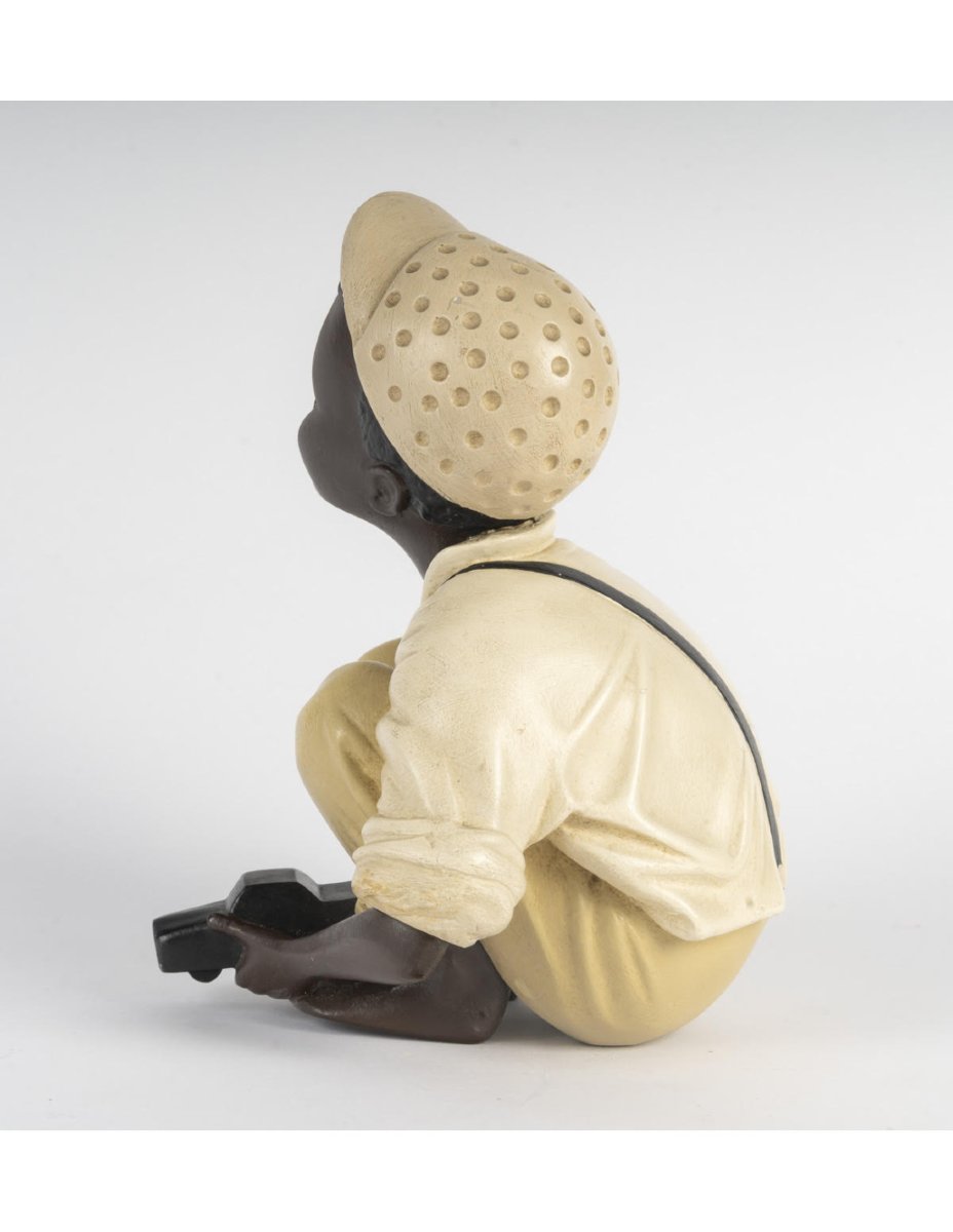 Painted Plaster Sculpture Depicting A Child At Play, 20th Century.-photo-1