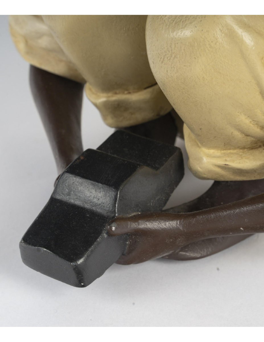 Painted Plaster Sculpture Depicting A Child At Play, 20th Century.-photo-3