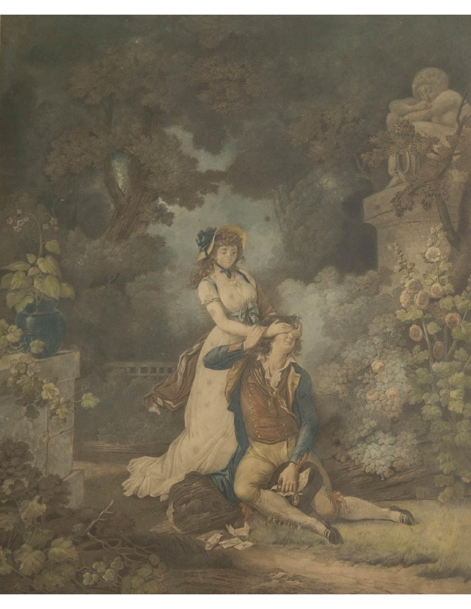 Pair Of Watercolors By Schall P. And Descourtis, 19th Century, Napoleon III Era.-photo-3