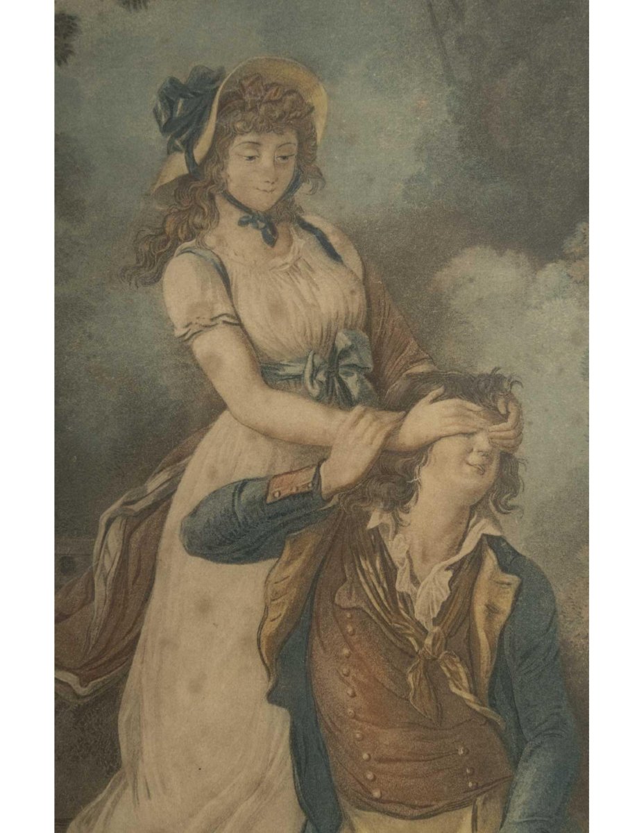 Pair Of Watercolors By Schall P. And Descourtis, 19th Century, Napoleon III Era.-photo-1