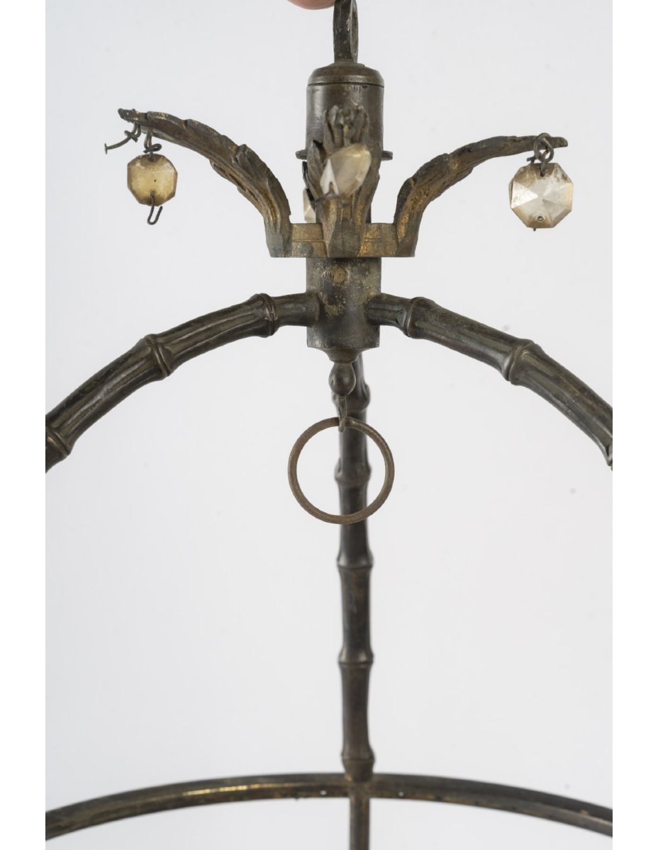 Antique Brass Lantern Frame In The Bagues Style.-photo-4
