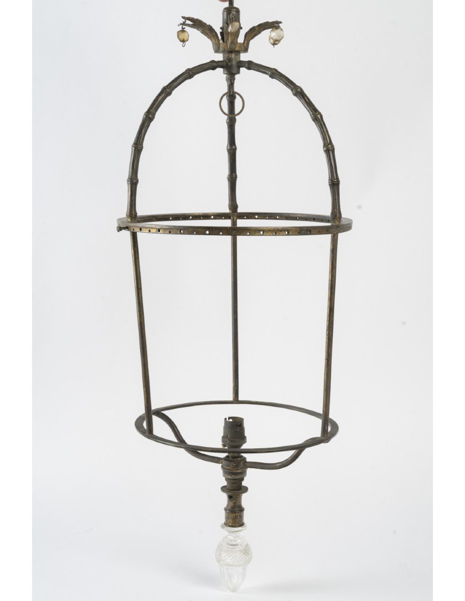 Antique Brass Lantern Frame In The Bagues Style.