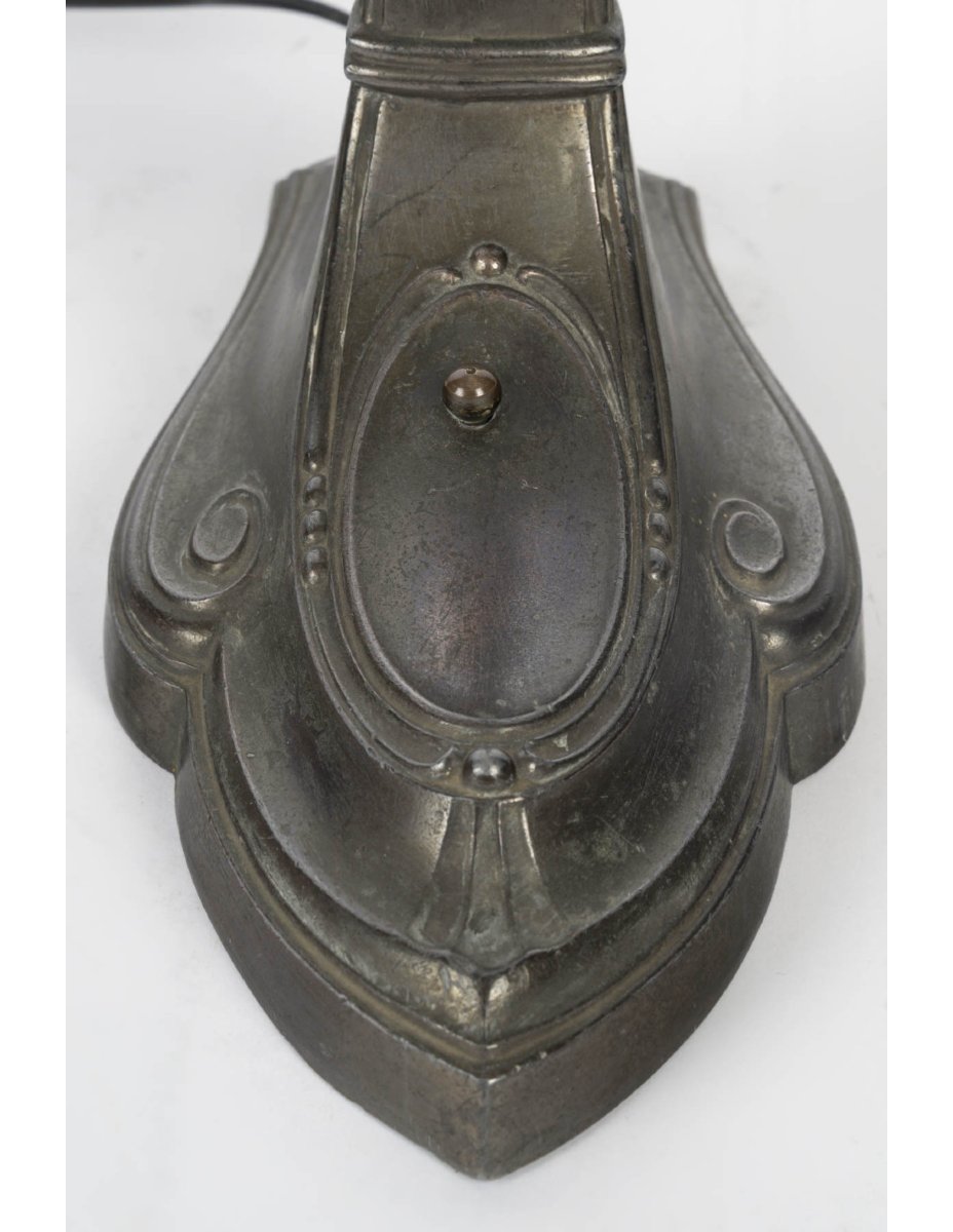 Lampe à poser de 1910, lampe en albâtre et étain, Art Nouveau.-photo-4
