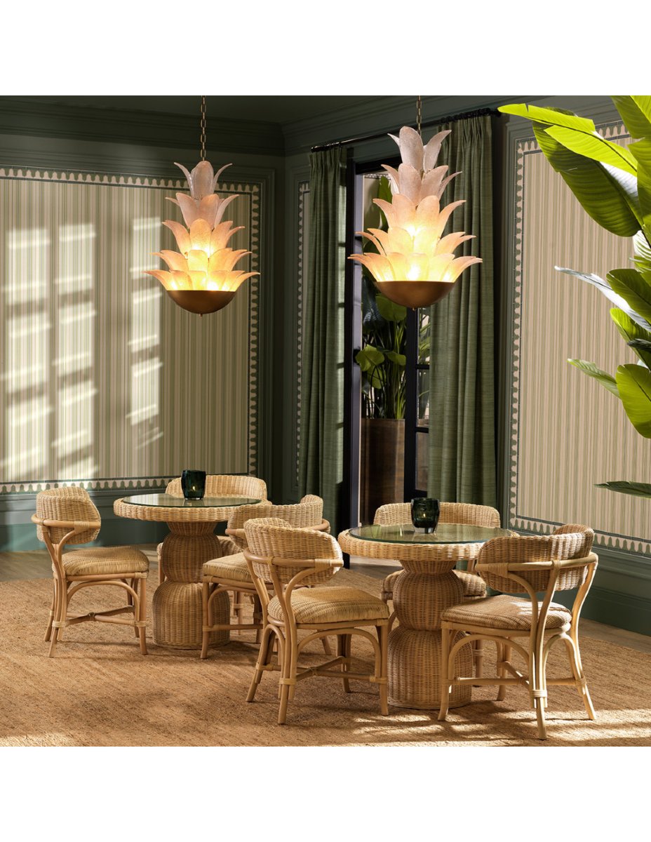 Side Table Made Of Natural Rattan And Tempered Glass-photo-2