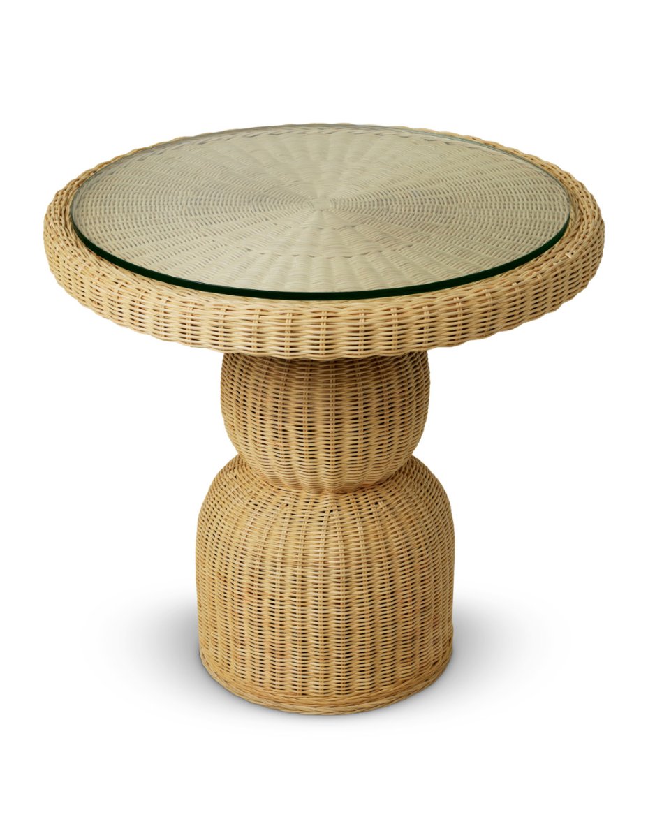 Side Table Made Of Natural Rattan And Tempered Glass-photo-3