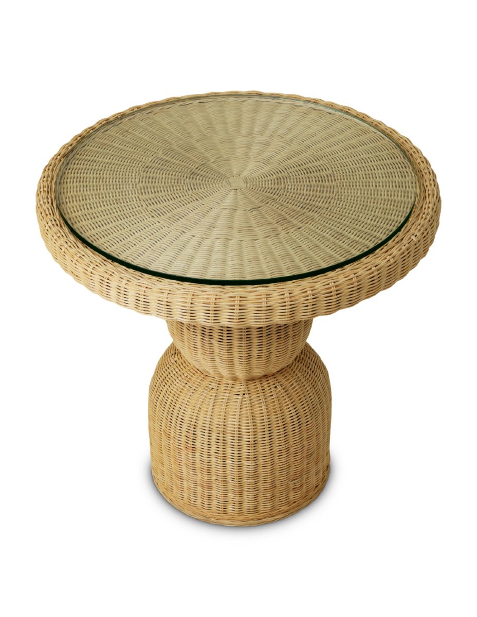 Side Table Made Of Natural Rattan And Tempered Glass-photo-4