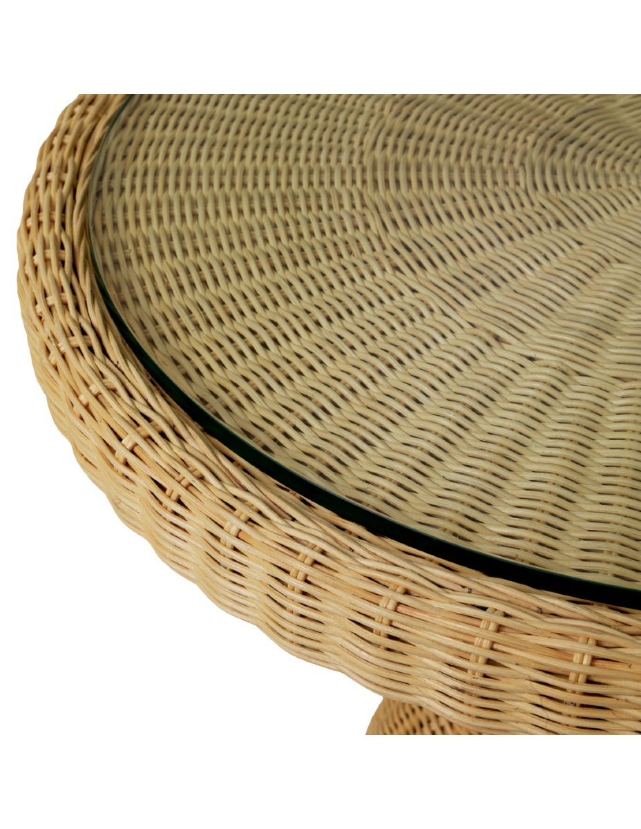 Side Table Made Of Natural Rattan And Tempered Glass-photo-1