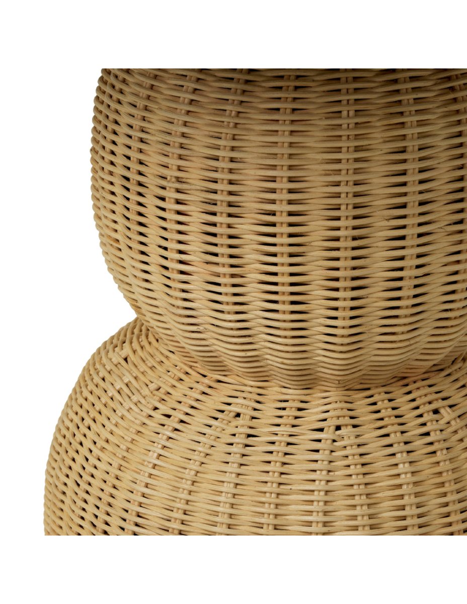 Side Table Made Of Natural Rattan And Tempered Glass-photo-2