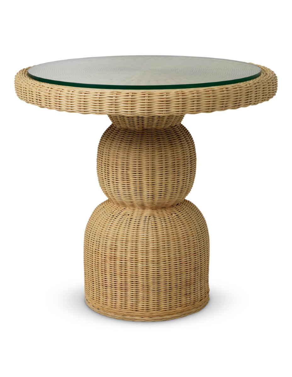 Side Table Made Of Natural Rattan And Tempered Glass-photo-3