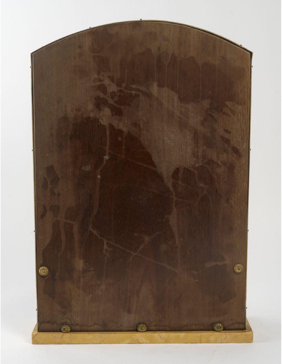 Miroir de toilette de style Empire en biscuit, marbre et laiton doré, XIXème siècle.-photo-1