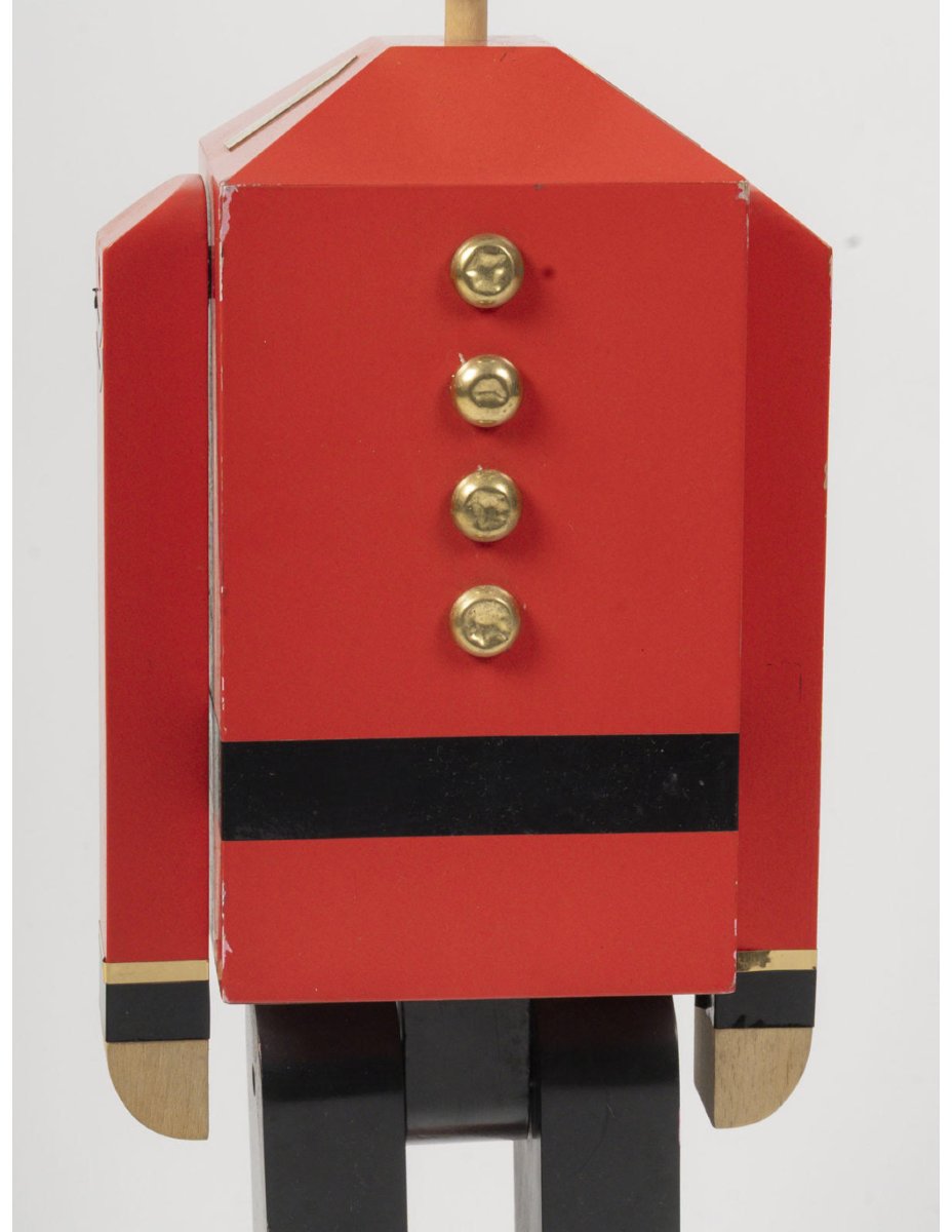 Painted Wooden Sculpture Depicting An English Royal Guard, Standing Figure With Movable Arms And Head, 20th Century-photo-3