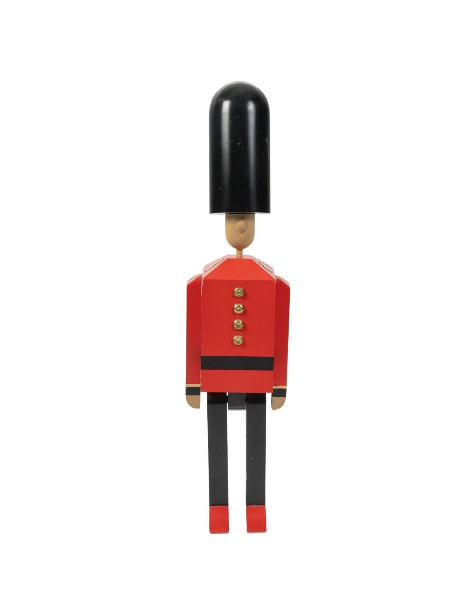 Painted Wooden Sculpture Depicting An English Royal Guard, Standing Figure With Movable Arms And Head, 20th Century