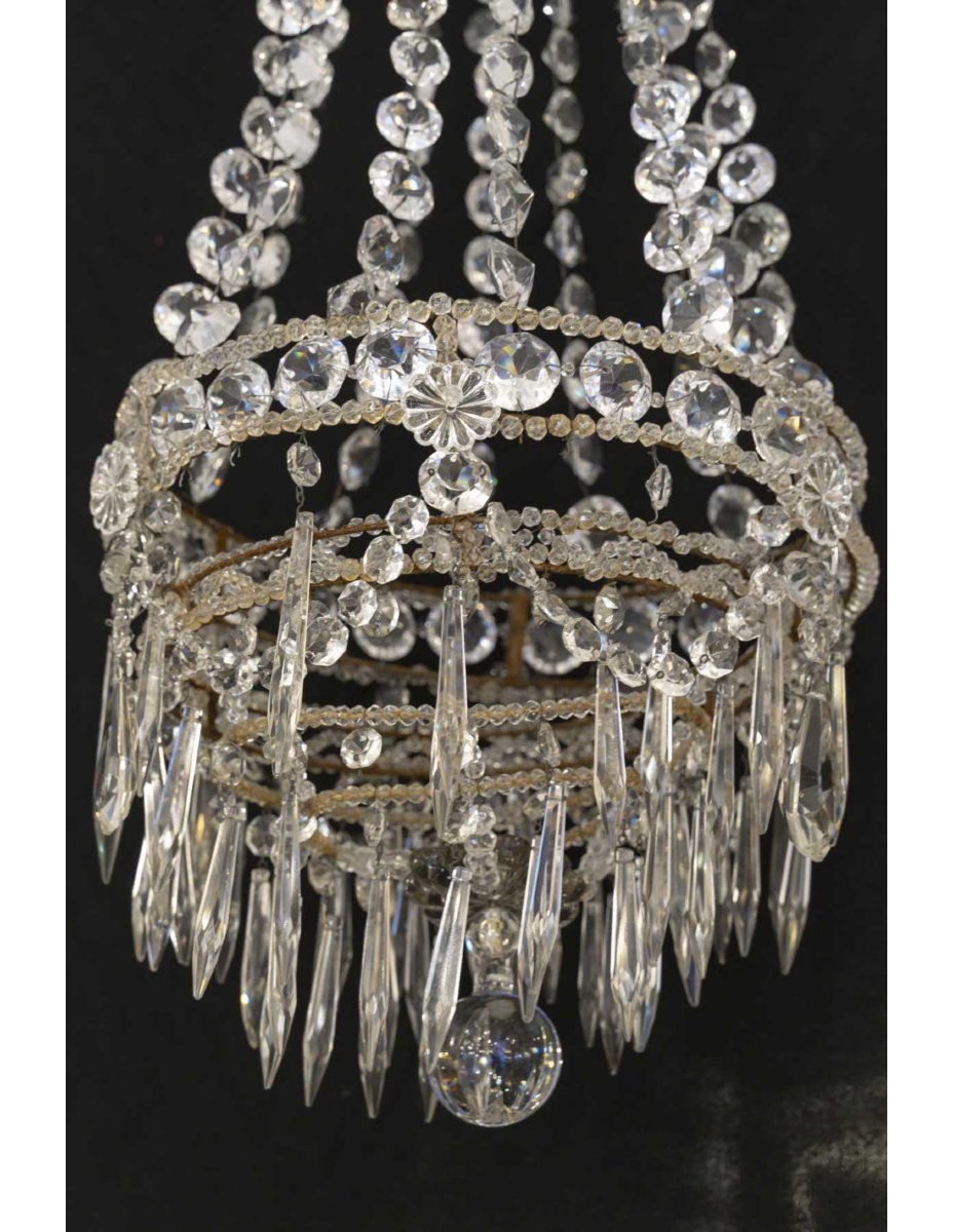 Hanging Chandelier With Crystal Pendants From The Napoleon III Period, 19th Century.-photo-2