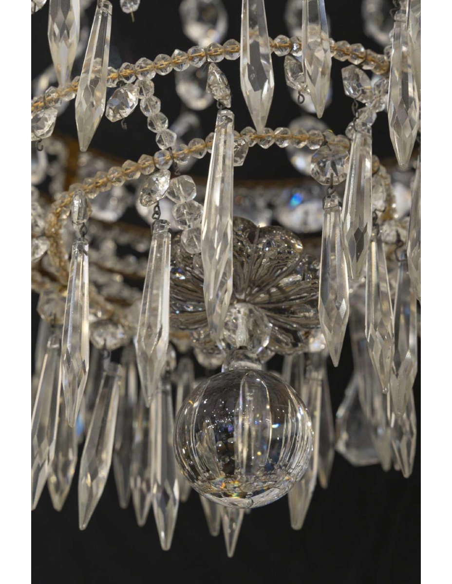 Hanging Chandelier With Crystal Pendants From The Napoleon III Period, 19th Century.-photo-3