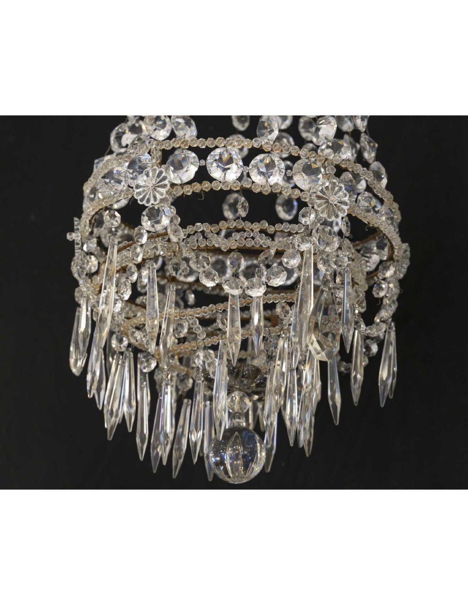 Hanging Chandelier With Crystal Pendants From The Napoleon III Period, 19th Century.-photo-1