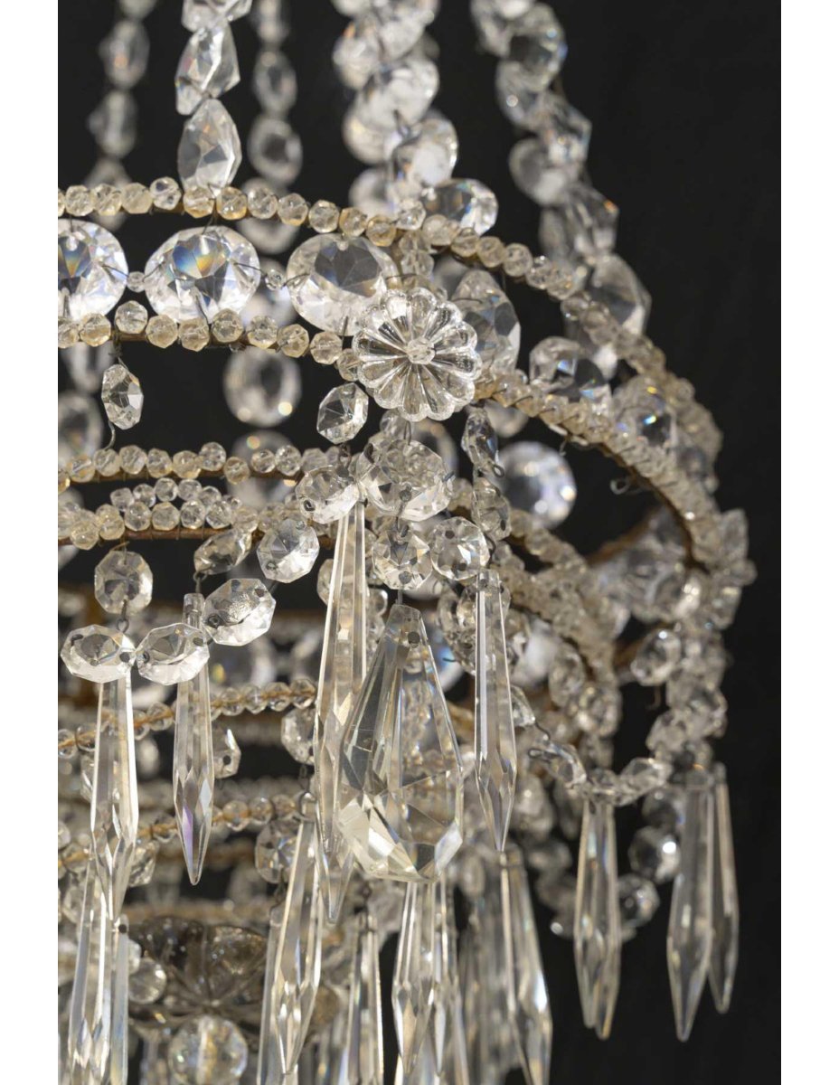 Hanging Chandelier With Crystal Pendants From The Napoleon III Period, 19th Century.-photo-2