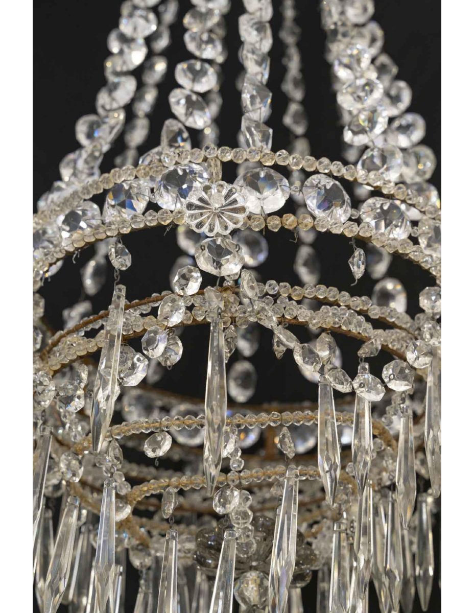 Hanging Chandelier With Crystal Pendants From The Napoleon III Period, 19th Century.-photo-4