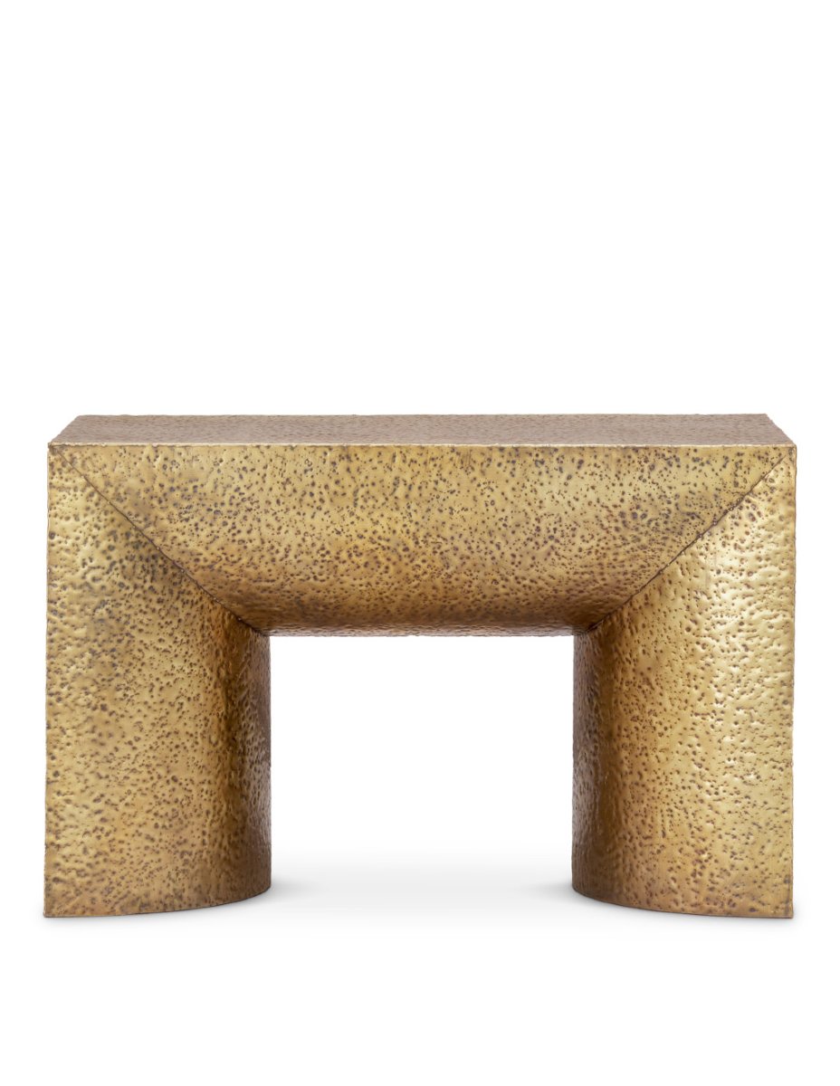 Set Of Two Side Tables Made Of Hammered Brass-photo-4
