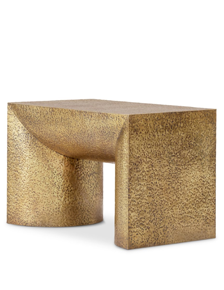 Set Of Two Side Tables Made Of Hammered Brass-photo-1