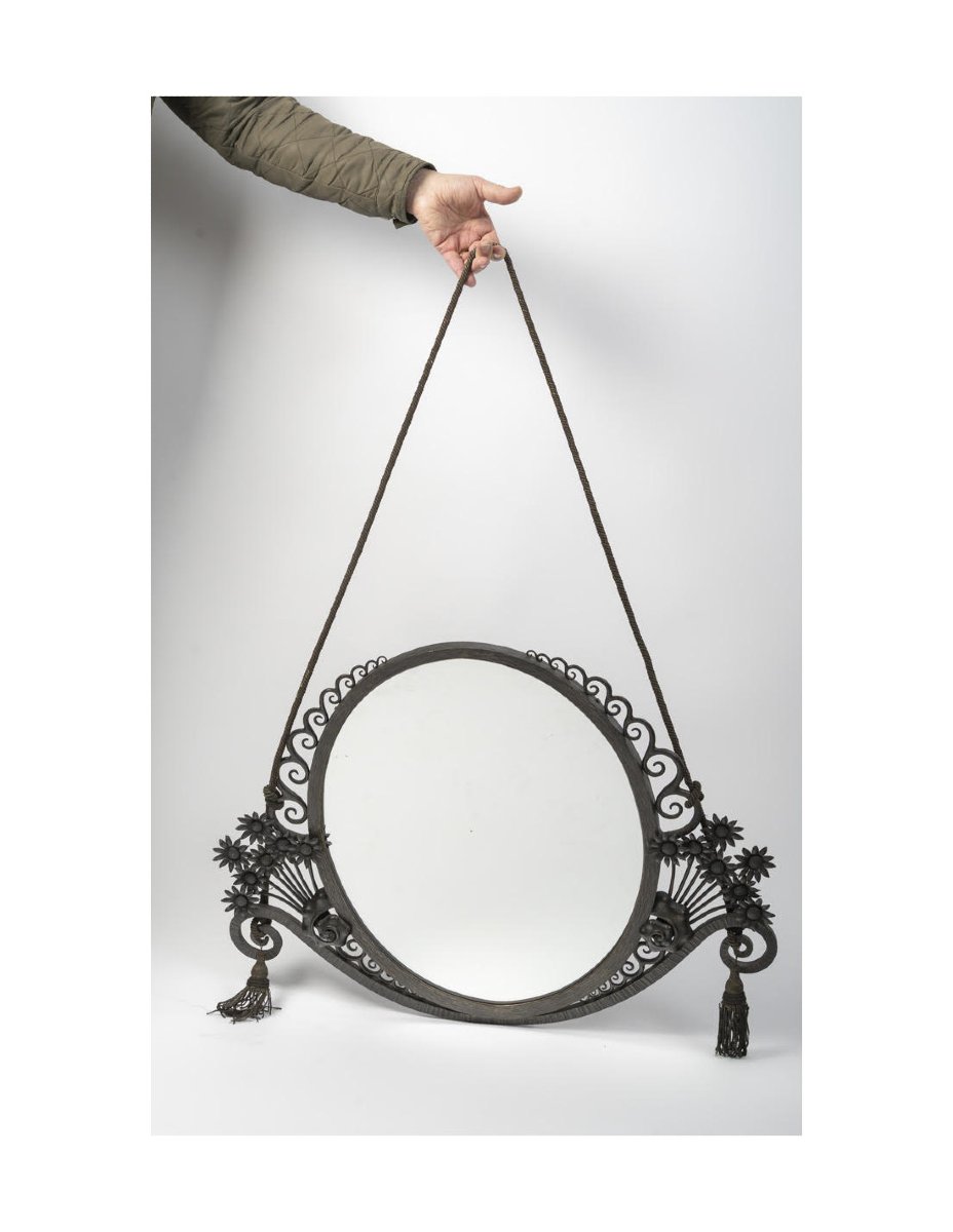 Art Deco-era Wrought-iron Mirror, 1930.-photo-2