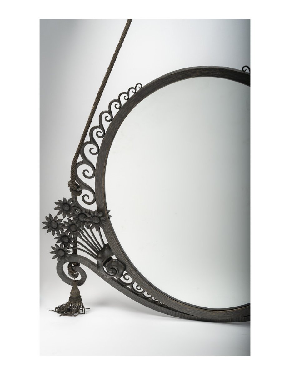 Art Deco-era Wrought-iron Mirror, 1930.-photo-4