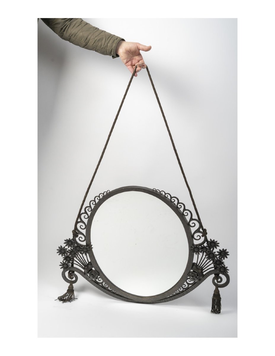 Art Deco-era Wrought-iron Mirror, 1930.-photo-6