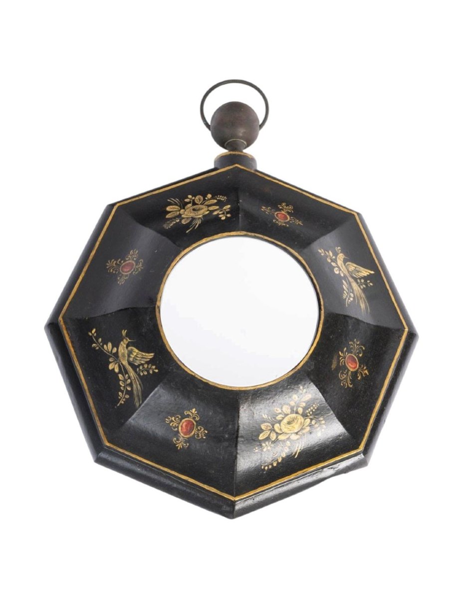 19th-century Wall Mirror Made Of Painted Sheet Metal, From The Napoleon III Era.