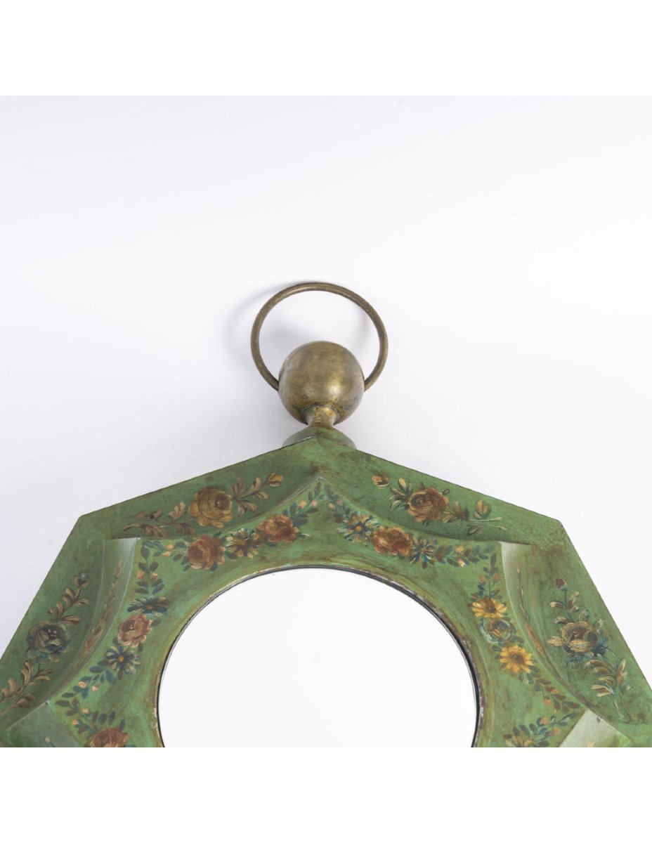Miroir mural en tôle peinte du XIXème siècle, époque Napoléon III.-photo-2