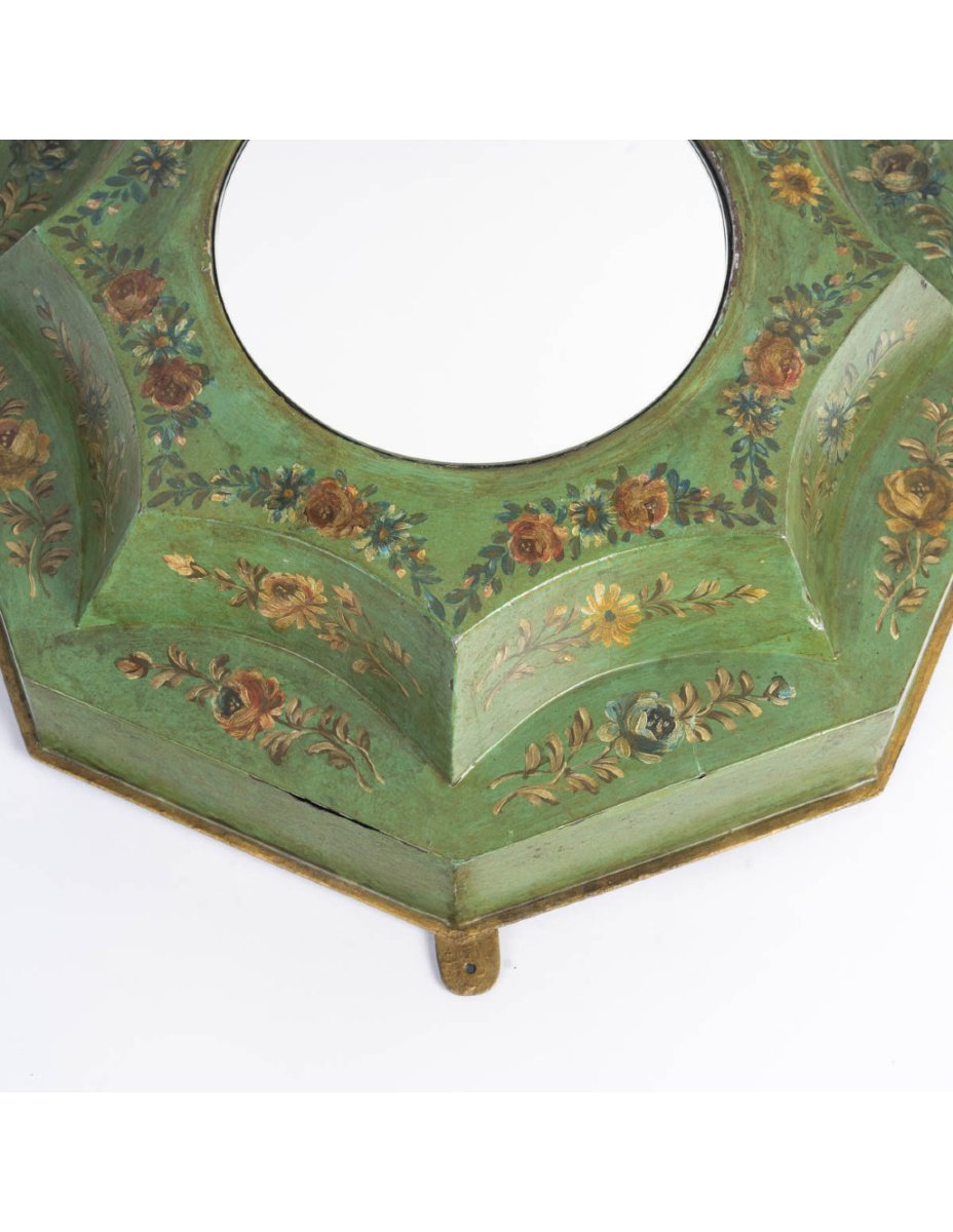 Miroir mural en tôle peinte du XIXème siècle, époque Napoléon III.-photo-3