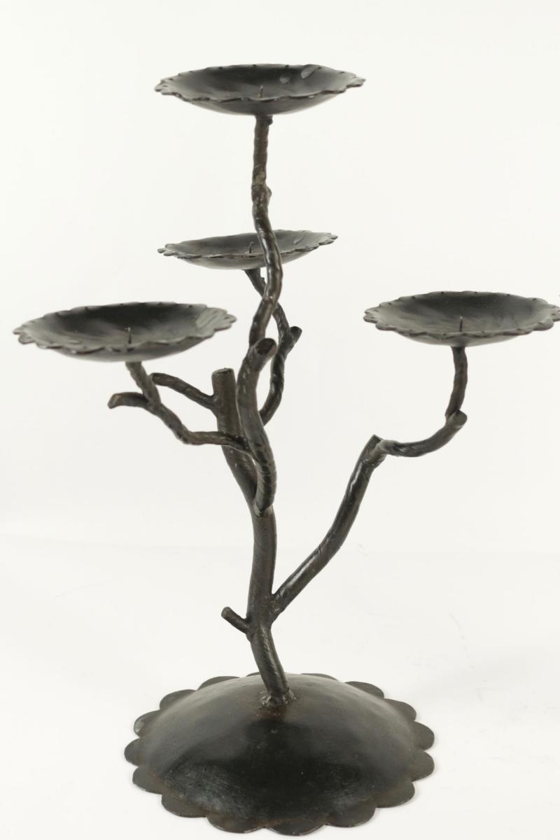 Pair Of Painted Metal Candelabra Twentieth Century Candles Simulating Tree Branches-photo-3