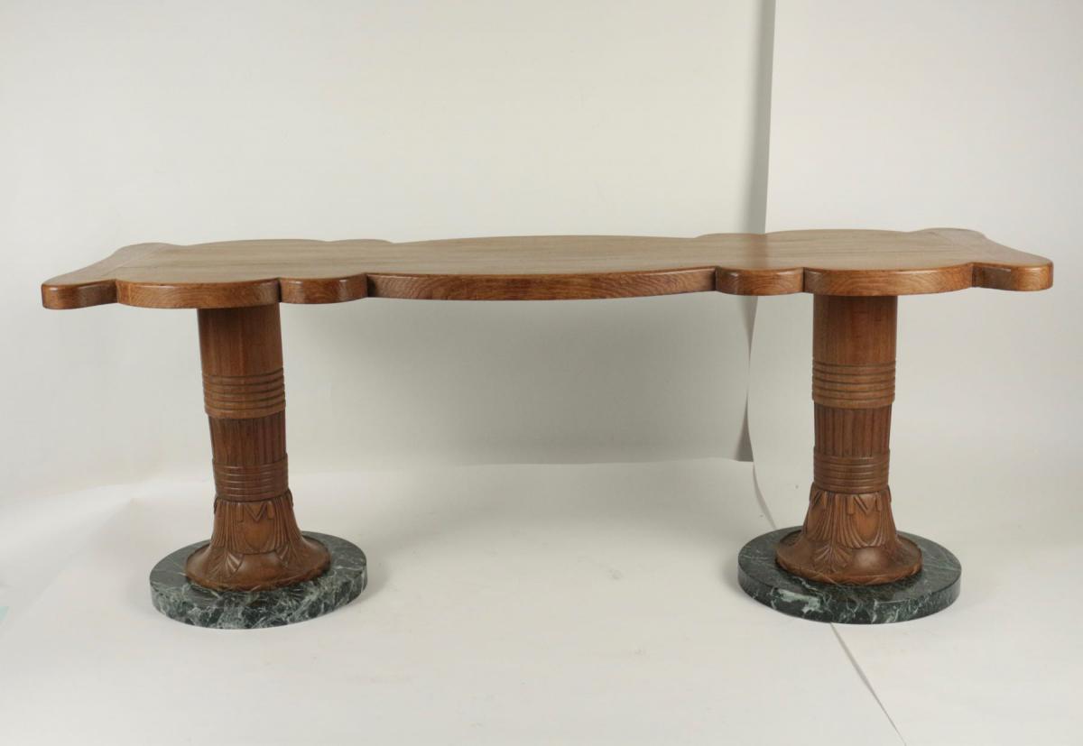Coffee Table From The 1930’s In Wood And Marble.-photo-2