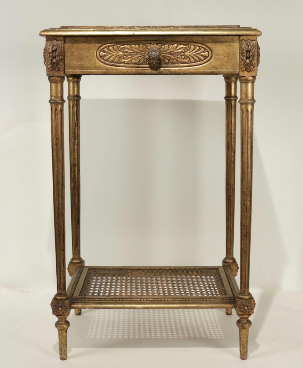 Elégante Console Avec Un Tiroir En Ceinture De Style Louis XVI De Bédut Du XXème Siècle.-photo-2