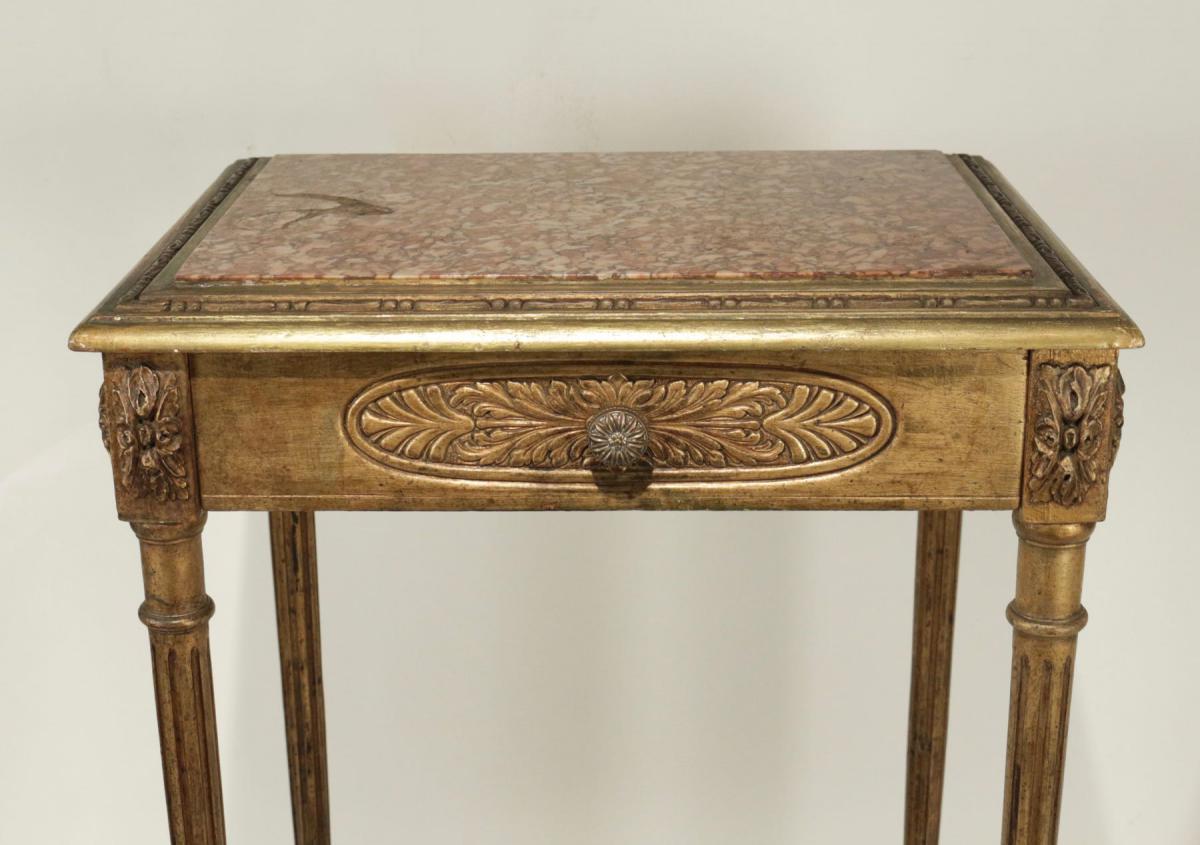 Elégante Console Avec Un Tiroir En Ceinture De Style Louis XVI De Bédut Du XXème Siècle.-photo-4