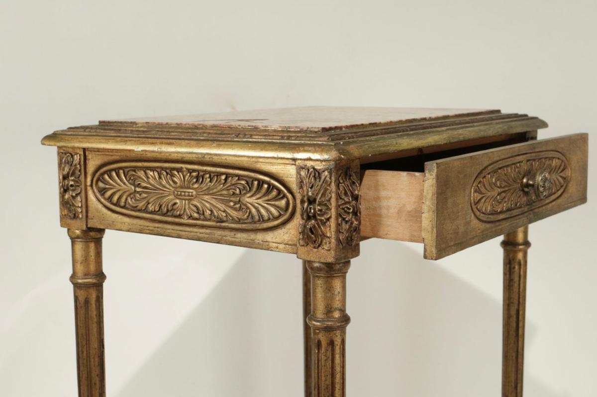 Elégante Console Avec Un Tiroir En Ceinture De Style Louis XVI De Bédut Du XXème Siècle.-photo-6